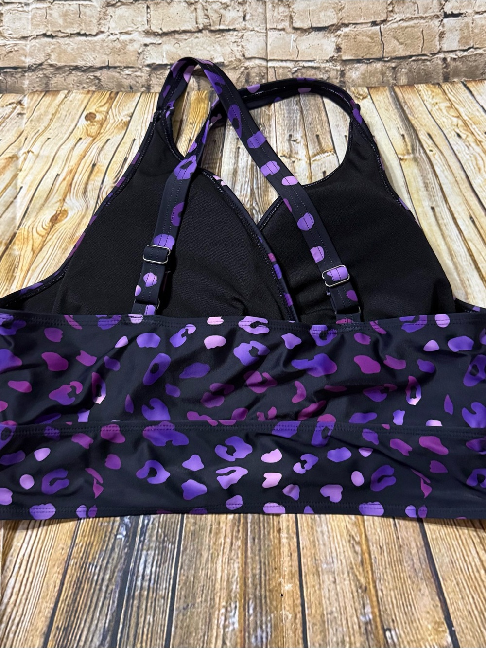 Bloom Chic Womens 18/20 Purple Black Leopard Cross Back Bikini Set 2 Piece Swim - Picture 6 of 7